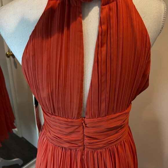 NWT BB Dakota Tangerine Garland Crepe Halter dress, Size 10 - Picture 10 of 16
